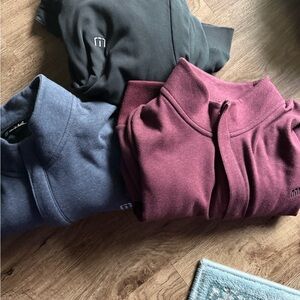 Travis Mathew Quarter Zips Bundle in Black, Blue, and Burgundy. Sold together